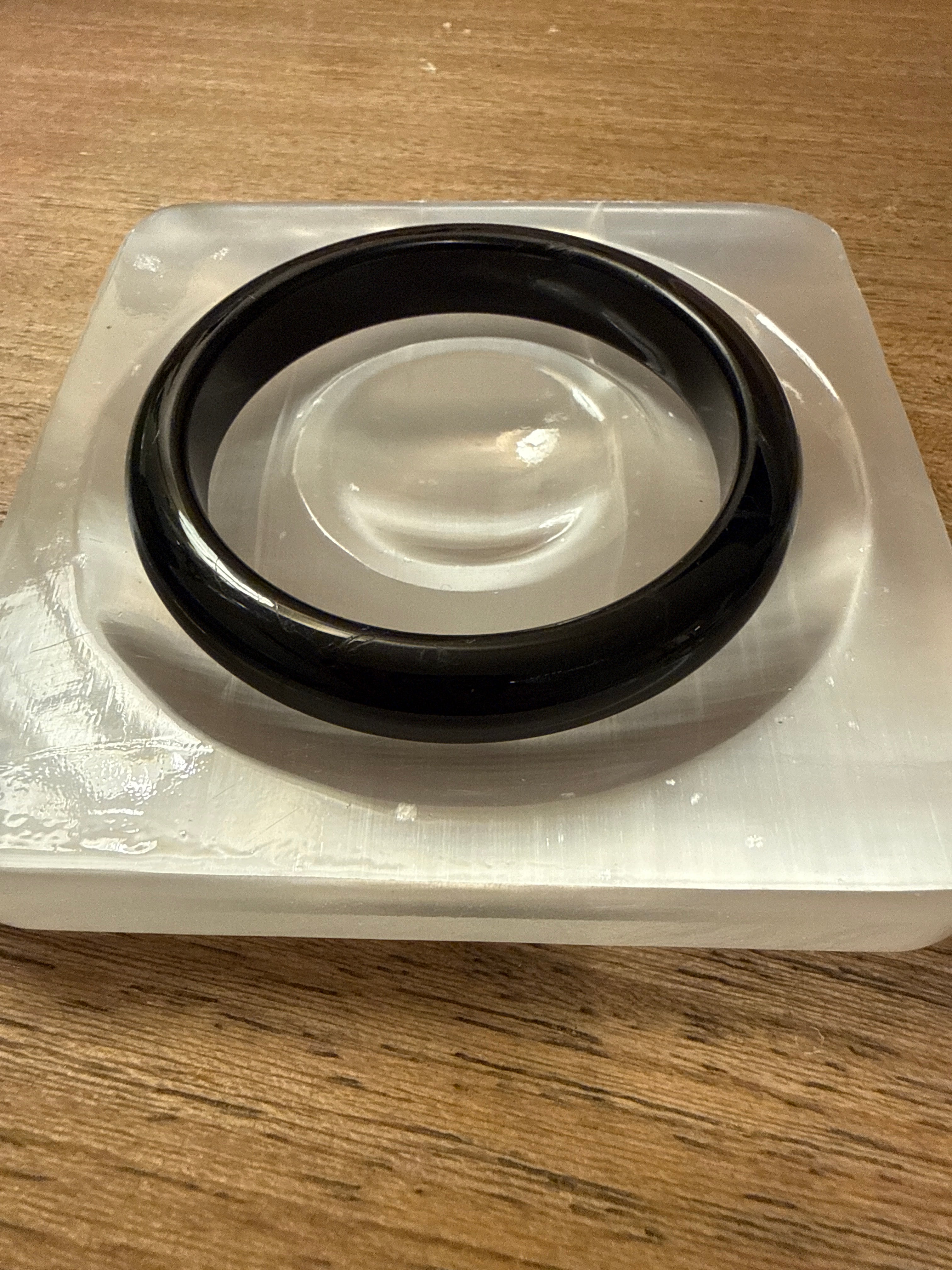 Black onyx hard bangle bracelet