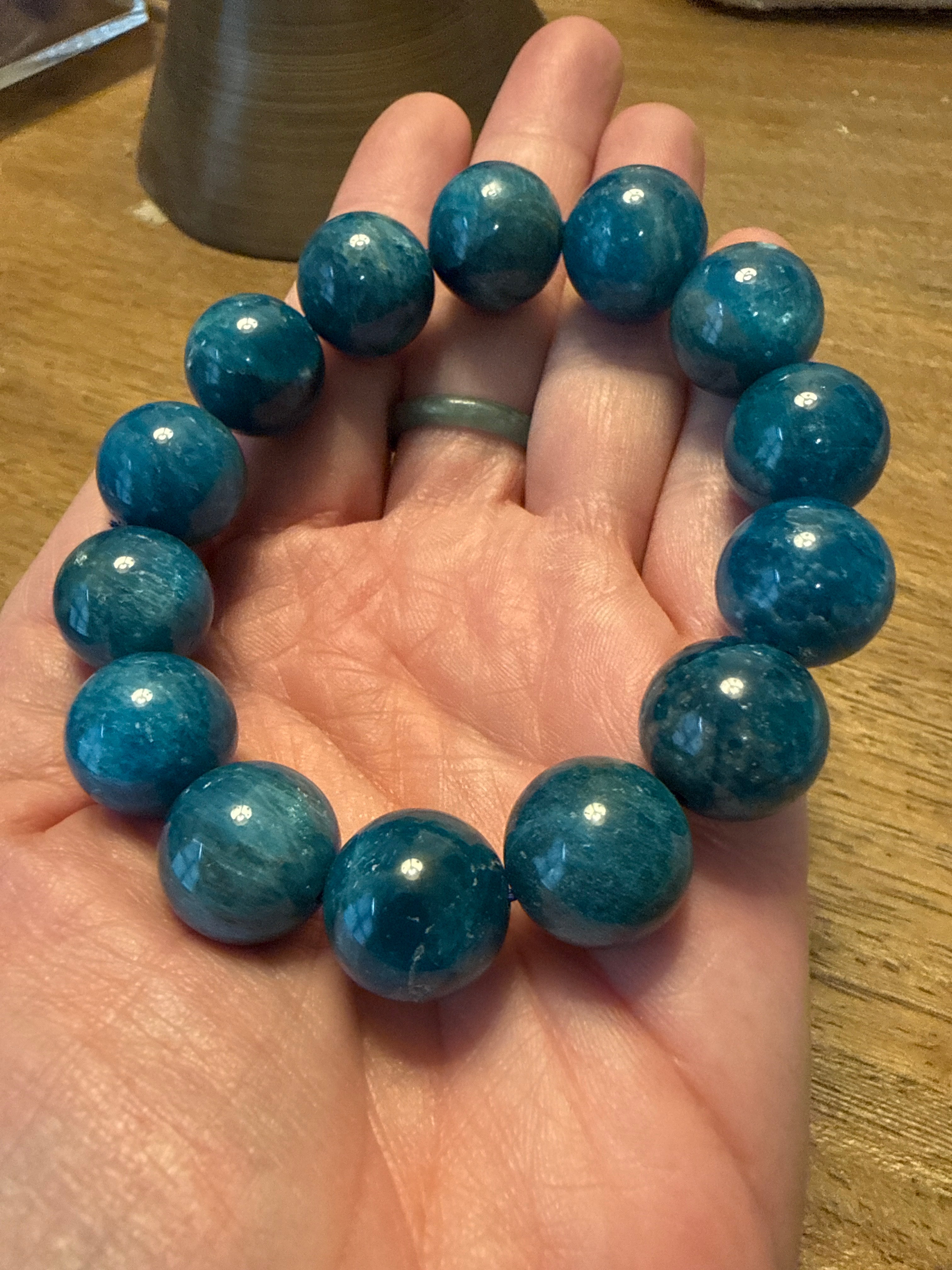Blue Apatite Bead Bracelet