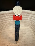 Sand dollar and crab rhinestone ink pen