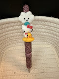 HK in rubber duck with cloud focal rhinestone ink pen