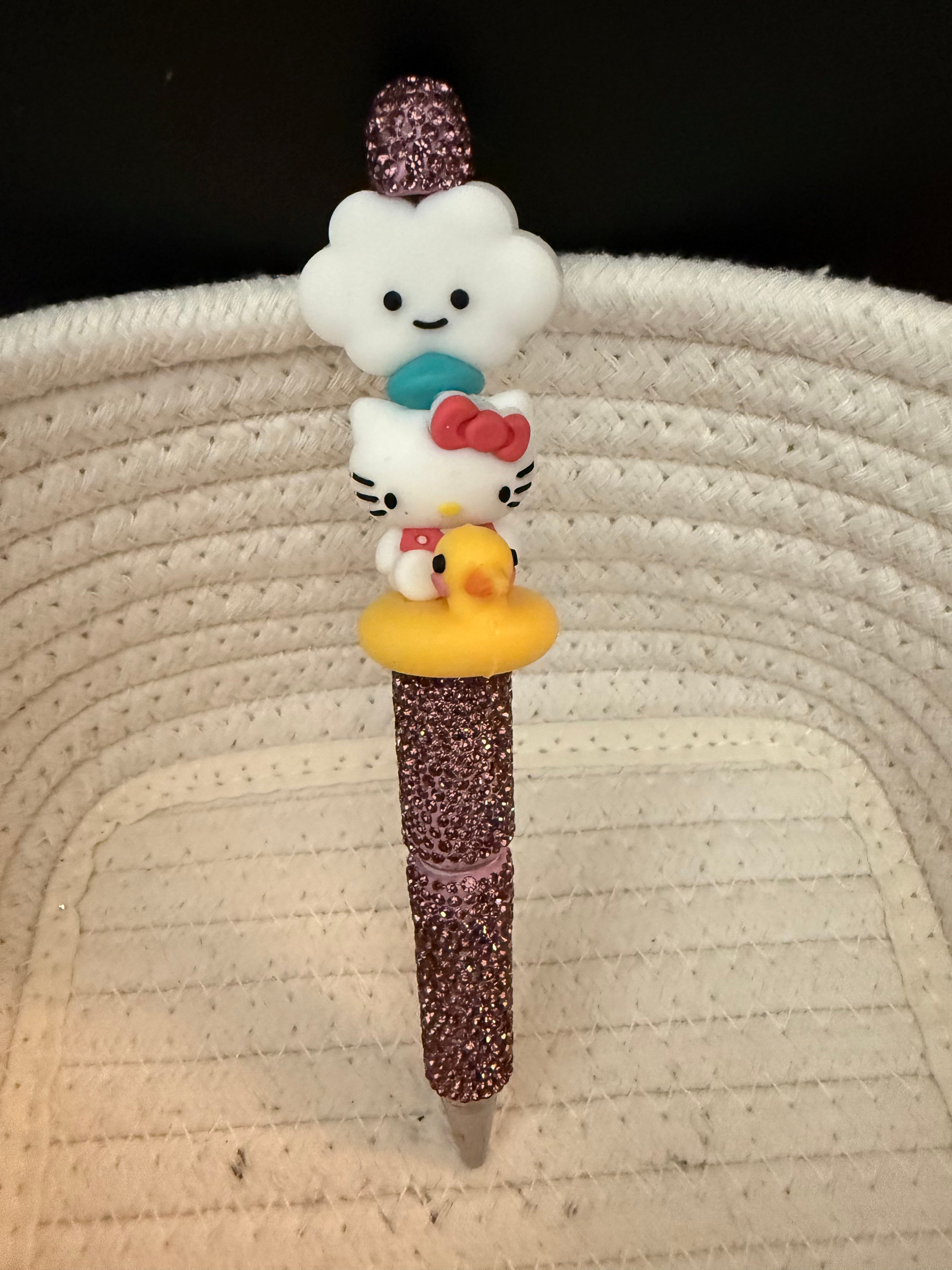 HK in rubber duck with cloud focal rhinestone ink pen
