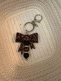 Animal print large bow key ring