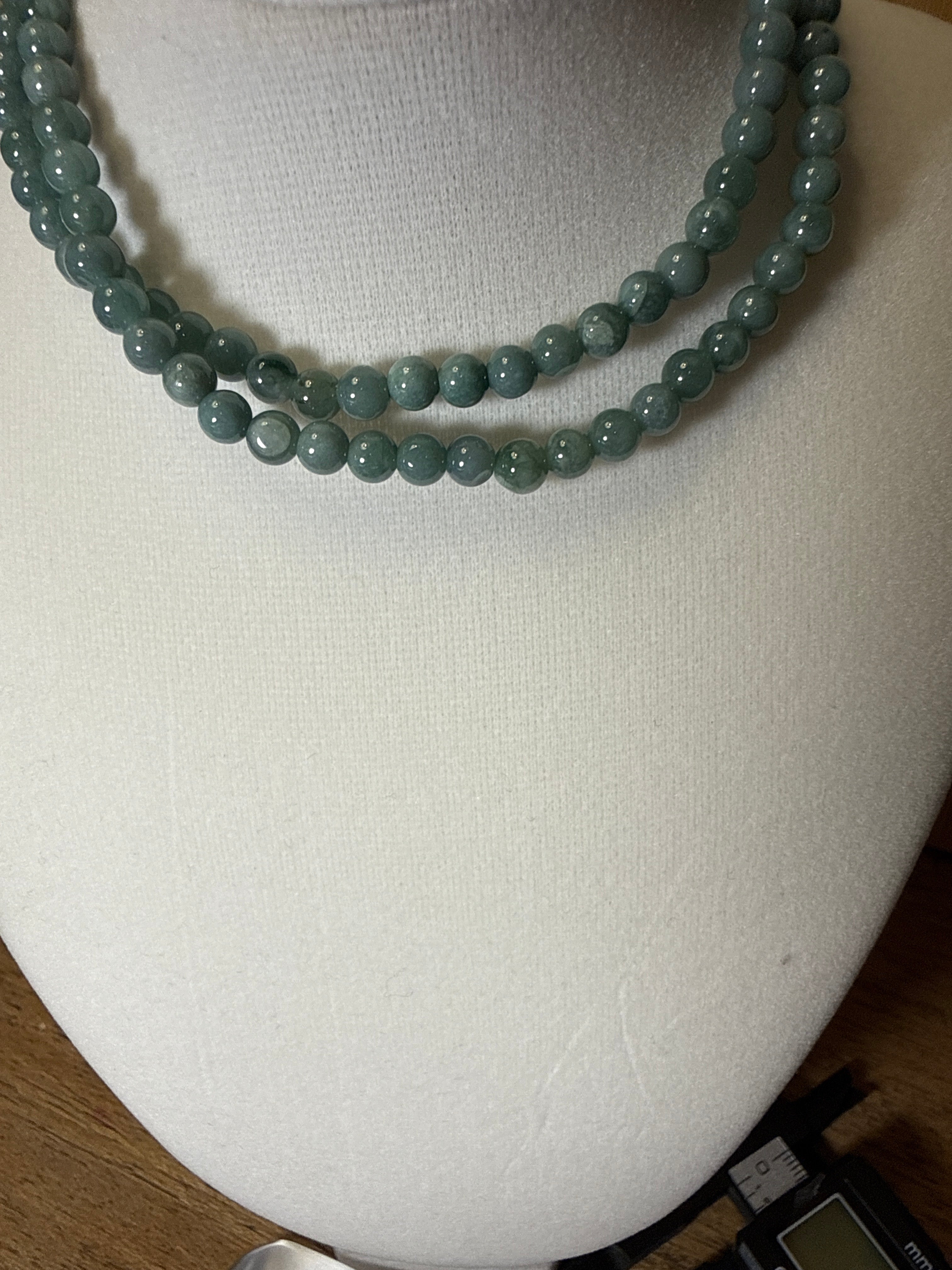 Blue Water Jade Small Triple Bracelet