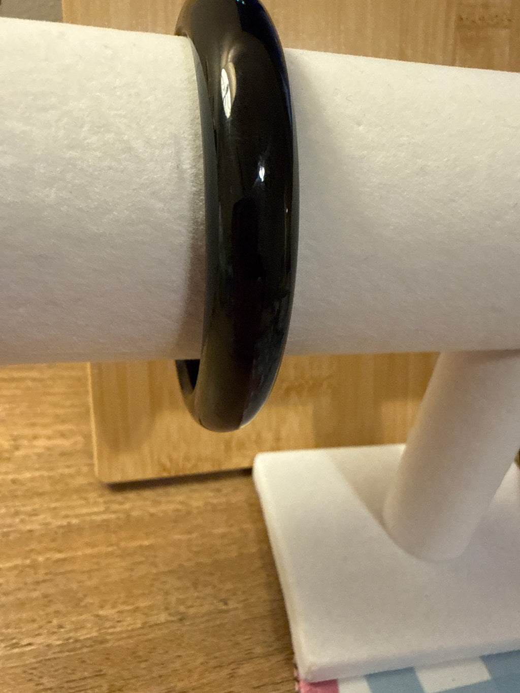 Black onyx hard bangle bracelet