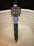 Pray more worry less rhinestone ink pen