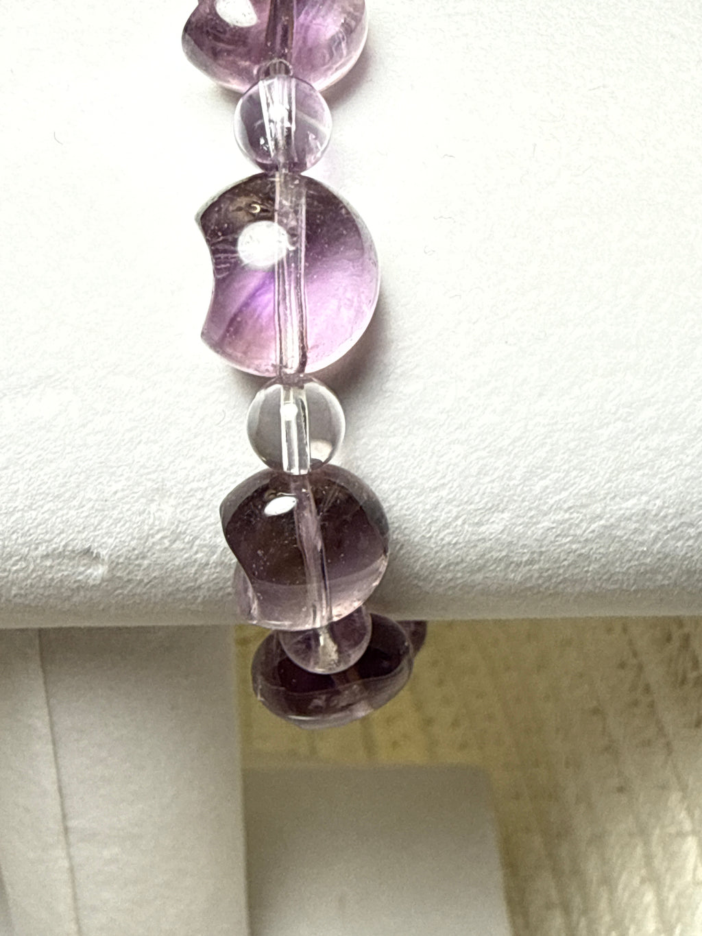 Amethyst Moon and Small Round Bead Bracelet
