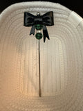 Large black bow with green plaid drink stirrer