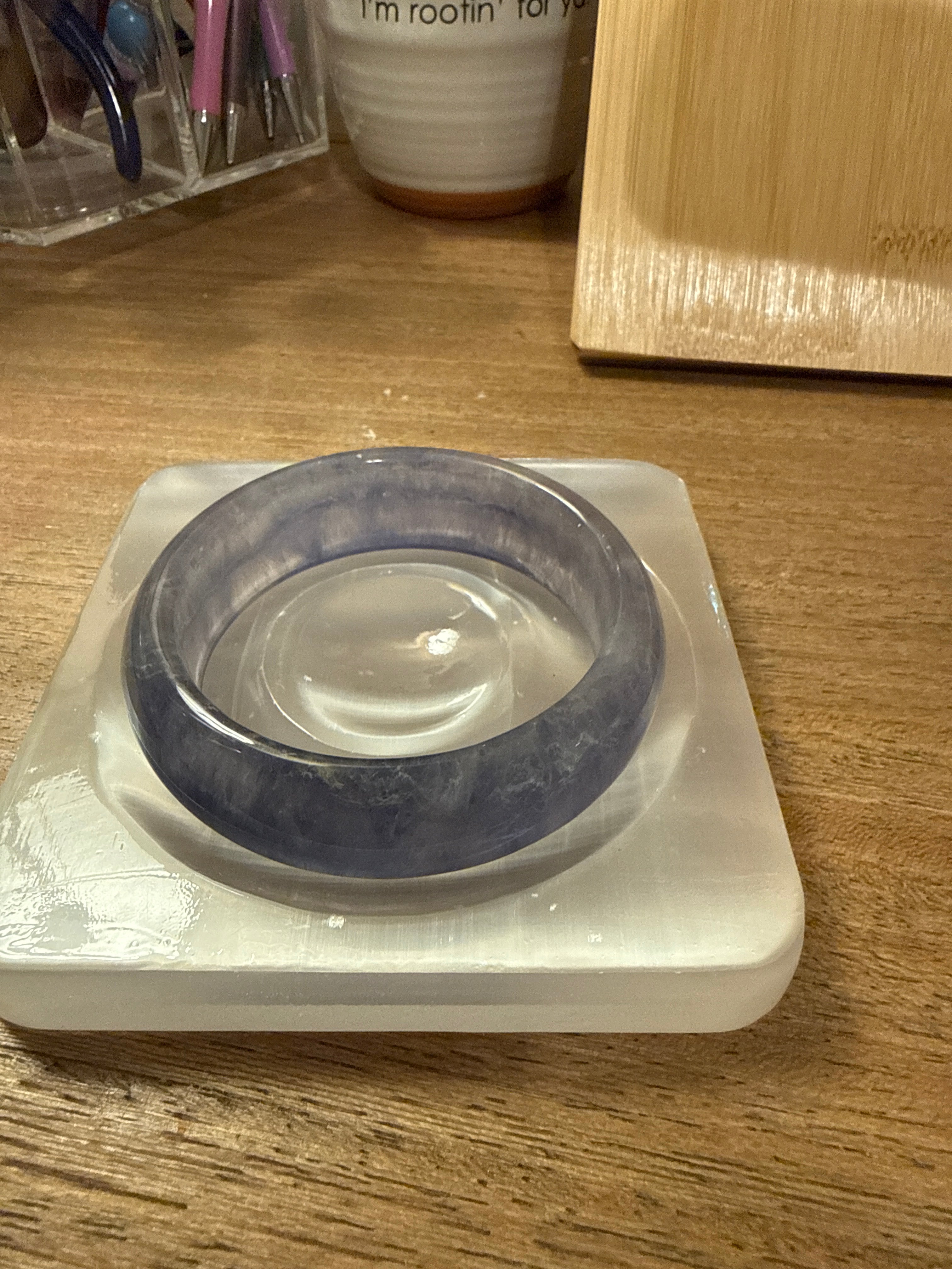 Blue/Purple Fluorite Hard Bangle Bracelet