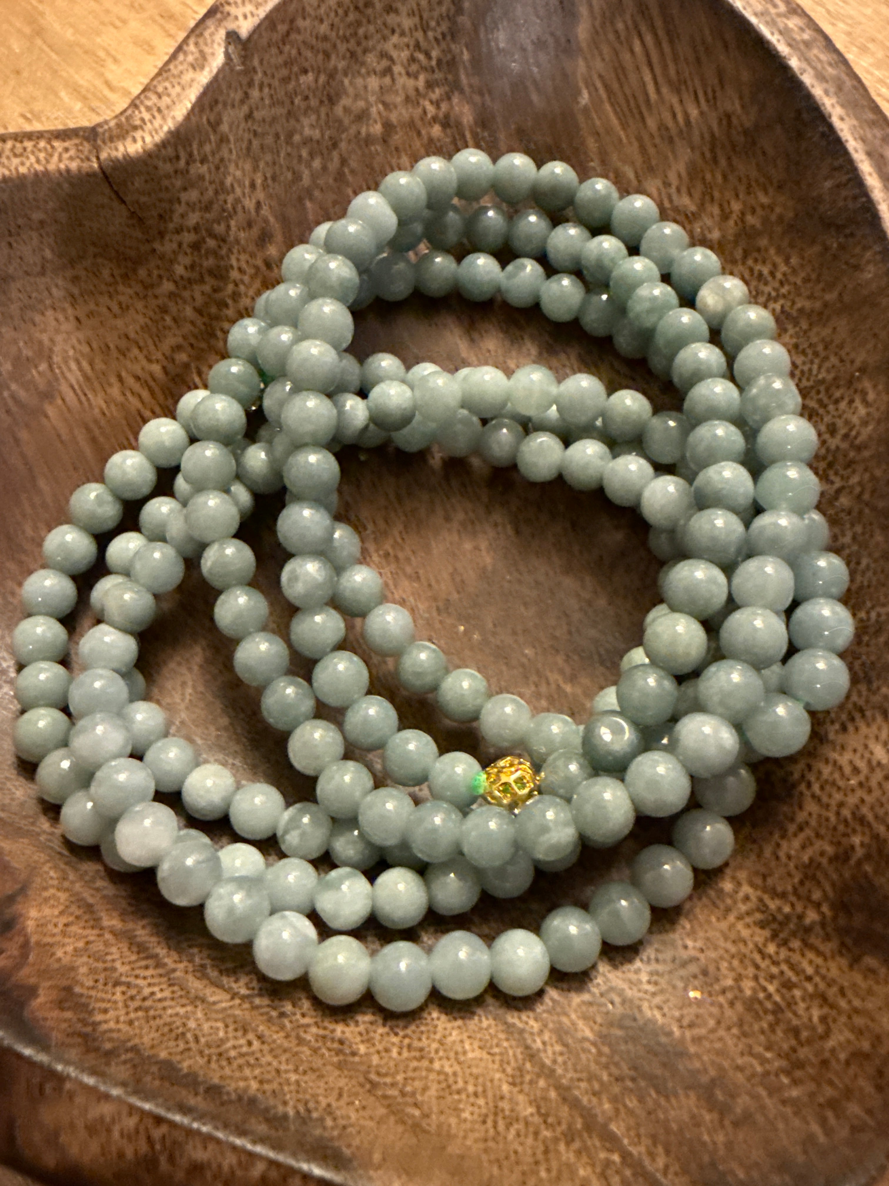 Blue Water Jade Triple Wrap Bracelet.
