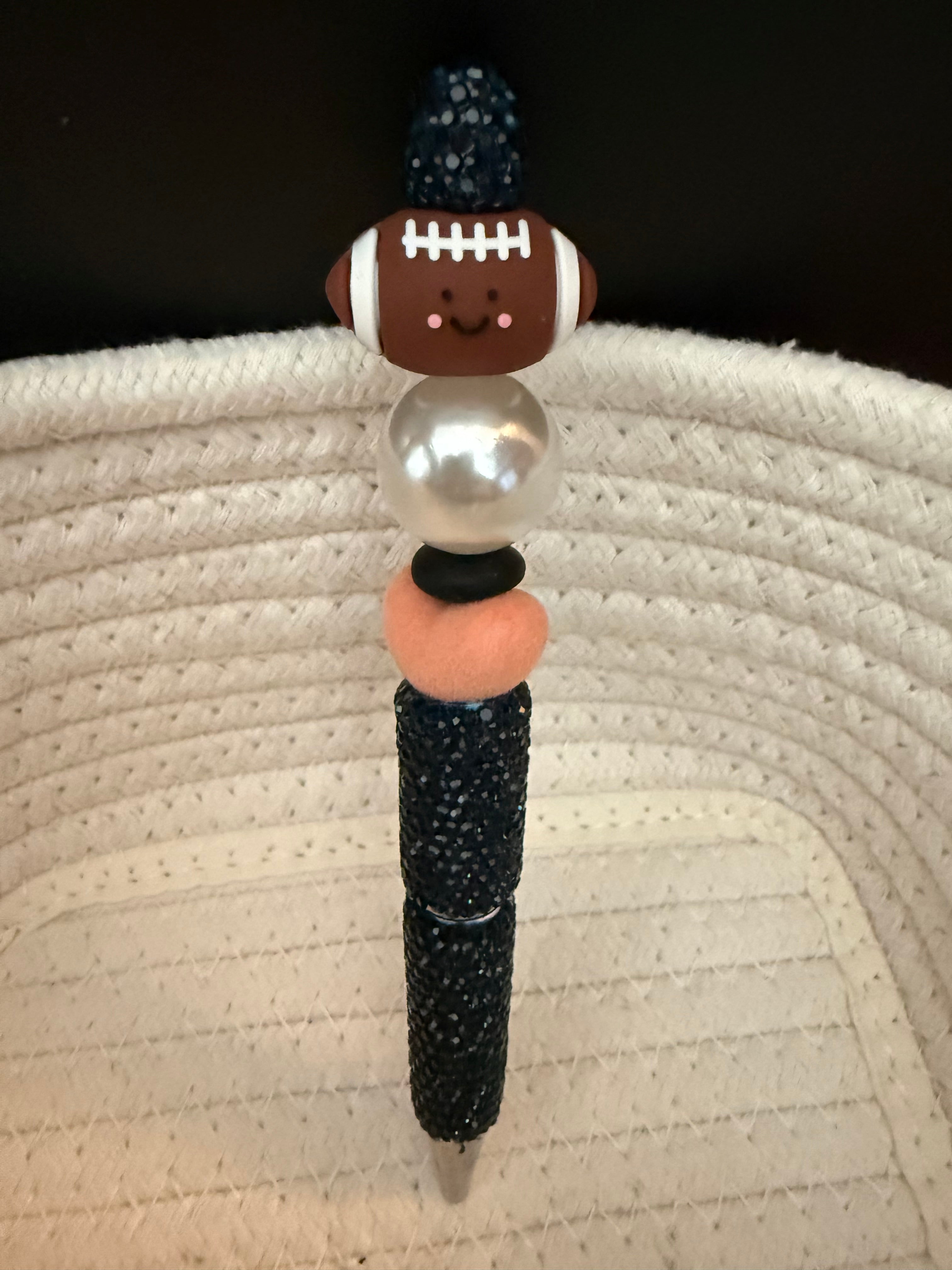 Football and heart rhinestone ink pen
