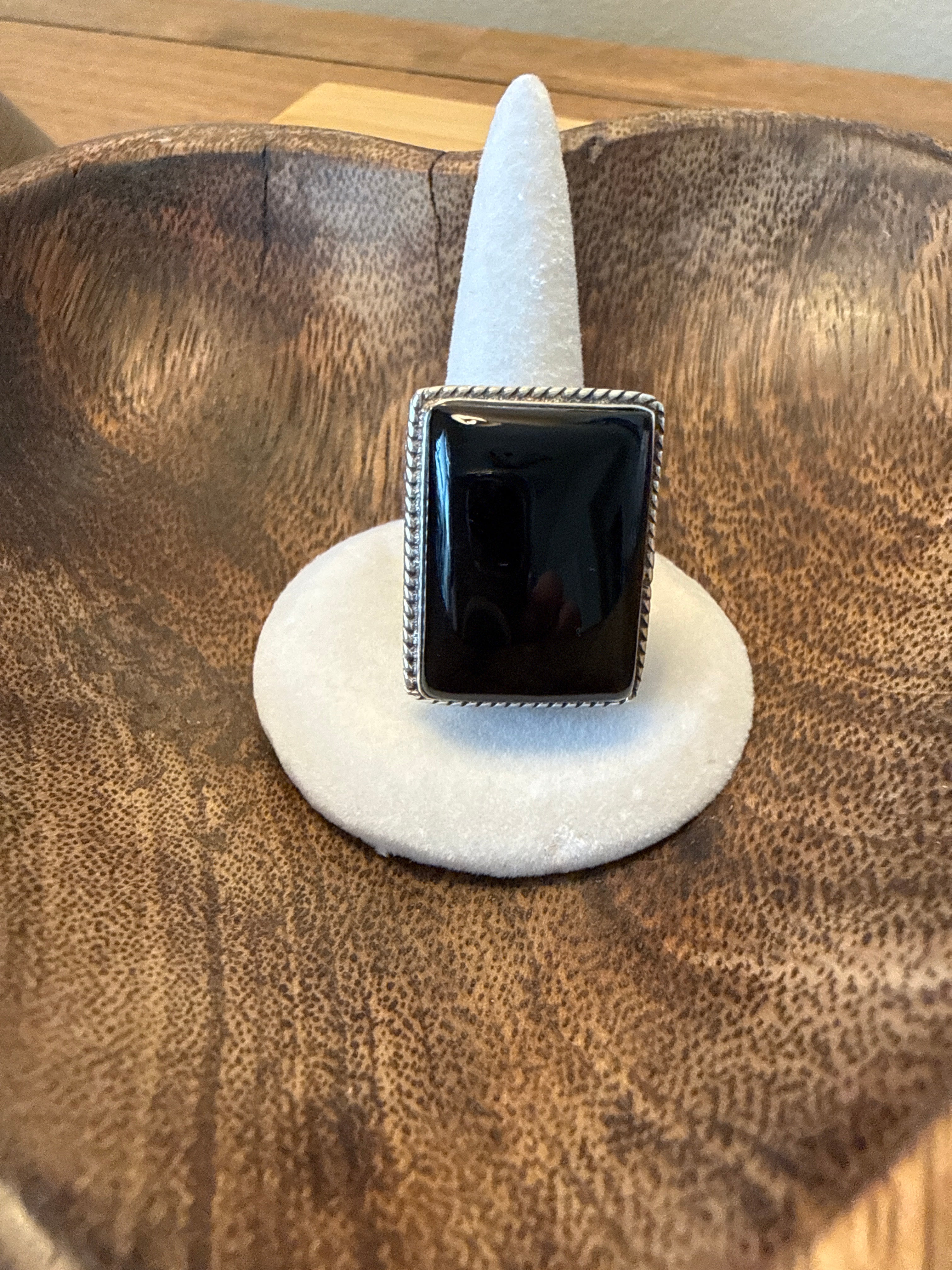 Black Agate Ring SS 925